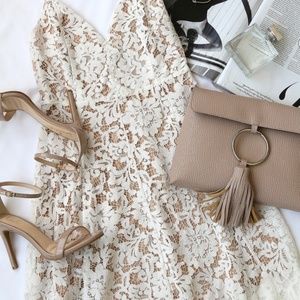 White lace midi dress
